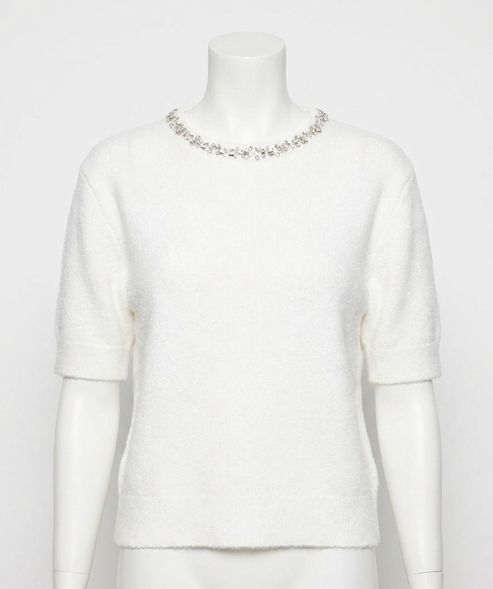 NEW ESQUALO fredrika fancy neck sweater in off-white